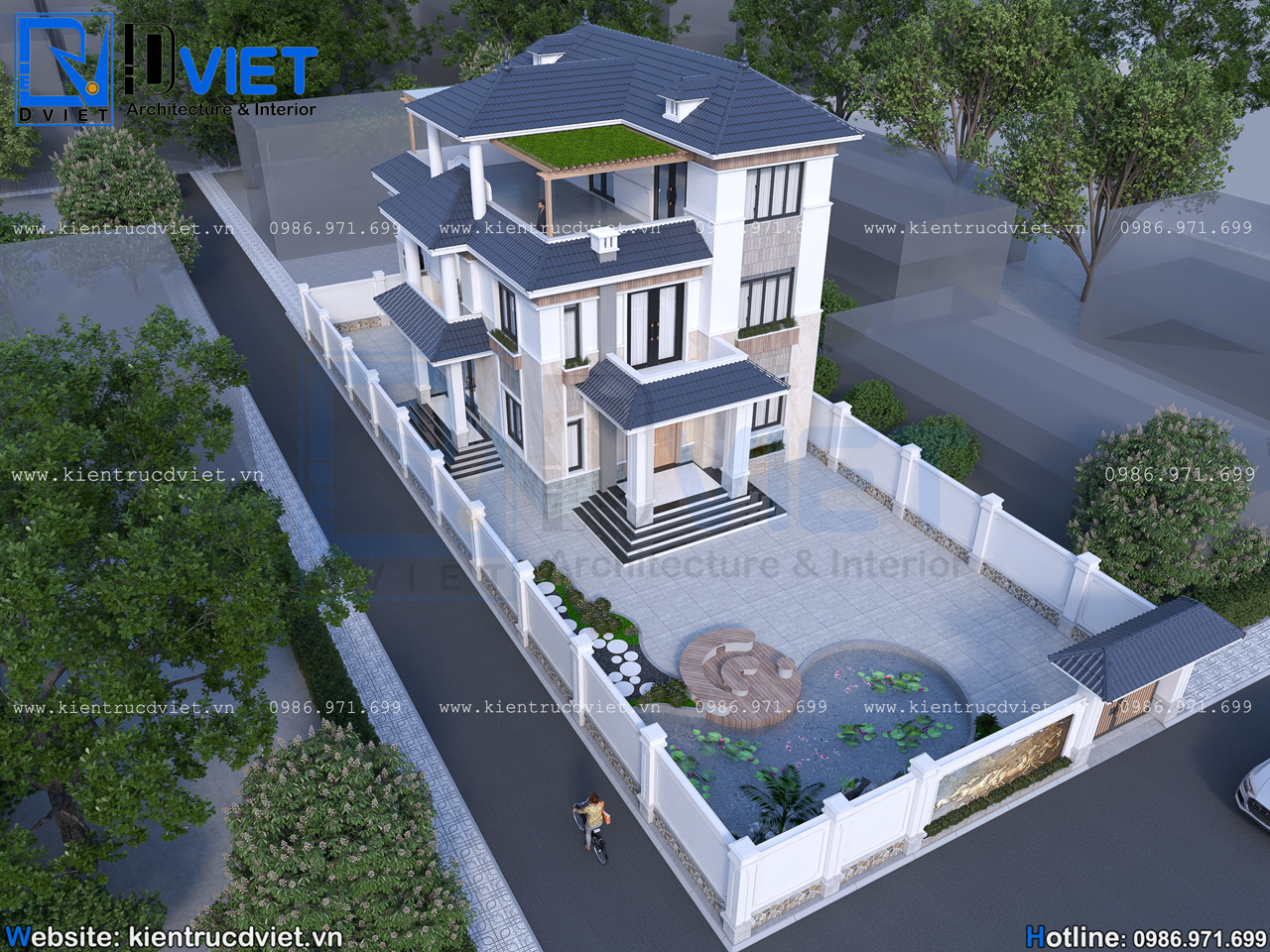 Thiết kế biệt thự mái Nhật 3 tầng hiện đại 10x15m tại Tứ Kỳ - Hải Dương (5)