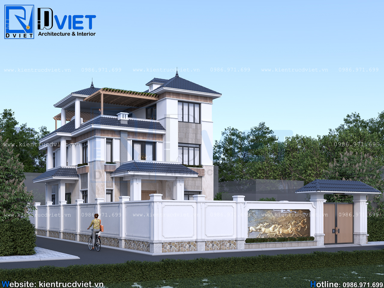 Thiết kế biệt thự mái Nhật 3 tầng hiện đại 10x15m tại Tứ Kỳ - Hải Dương (1)