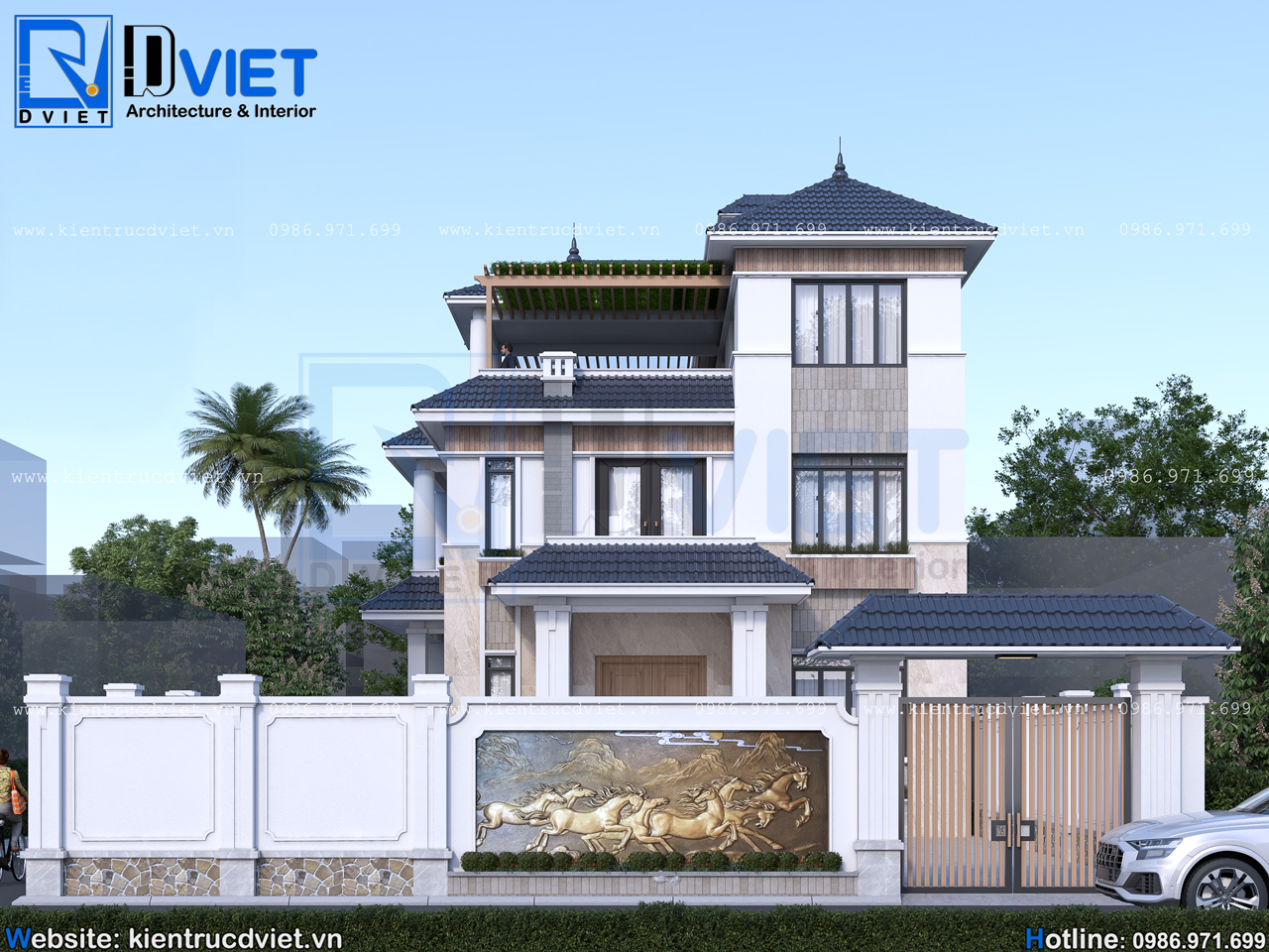 Thiết kế biệt thự mái Nhật 3 tầng hiện đại 10x15m tại Tứ Kỳ - Hải Dương (3)