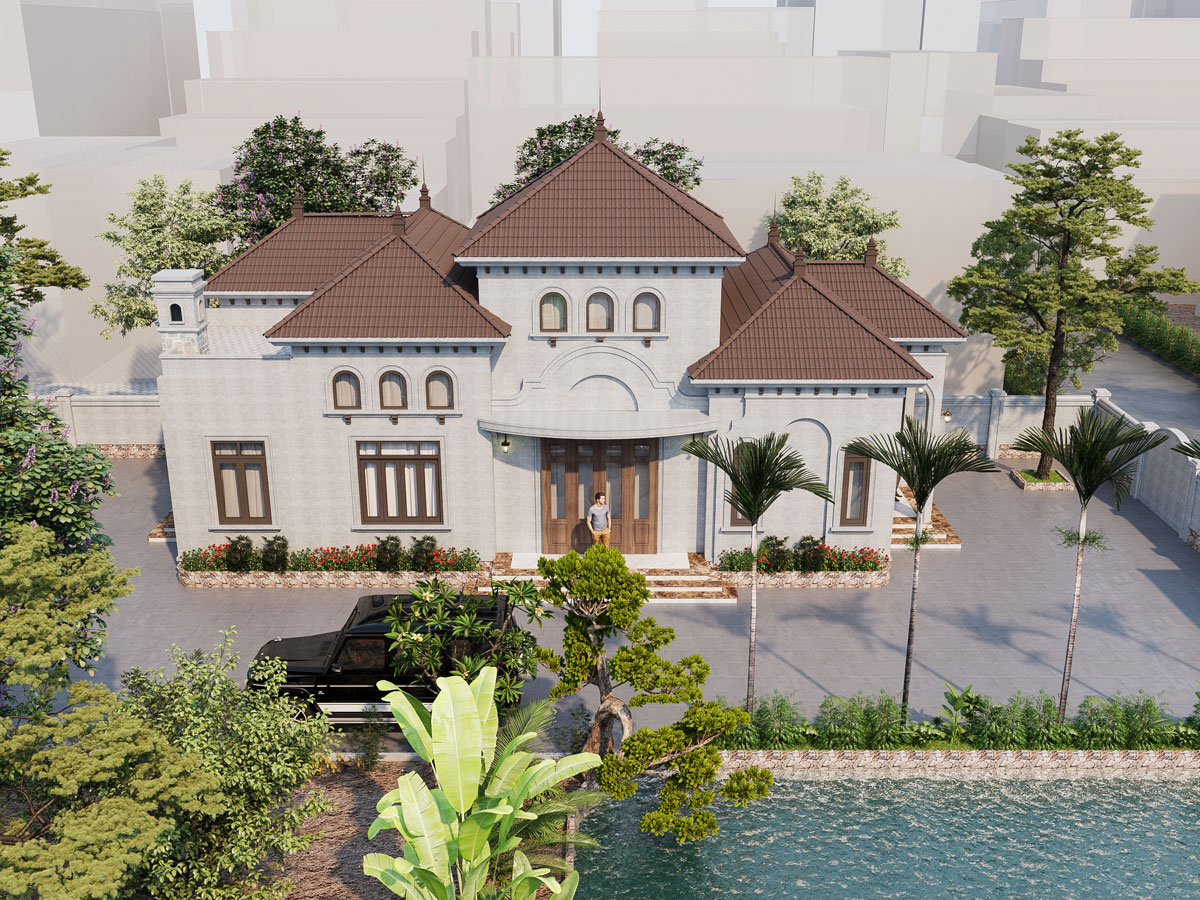 thiết kế biệt thự Địa Trung Hải 1 tầng mái Nhật 16x9m tại Hưng Yên (5)