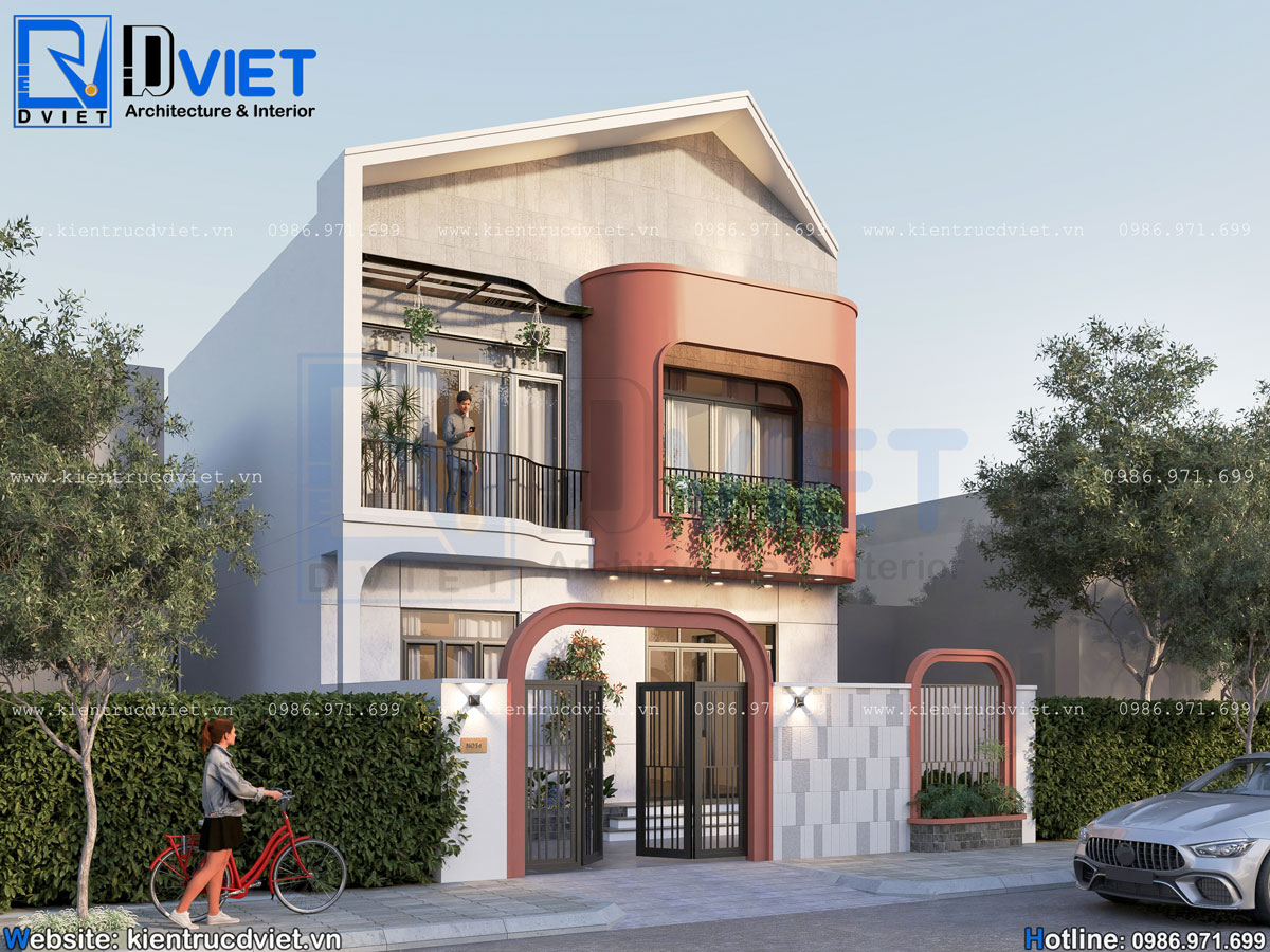thiết kế biệt thự phố 2 tầng hiện đại 8x15m tại Hải Dương (1)