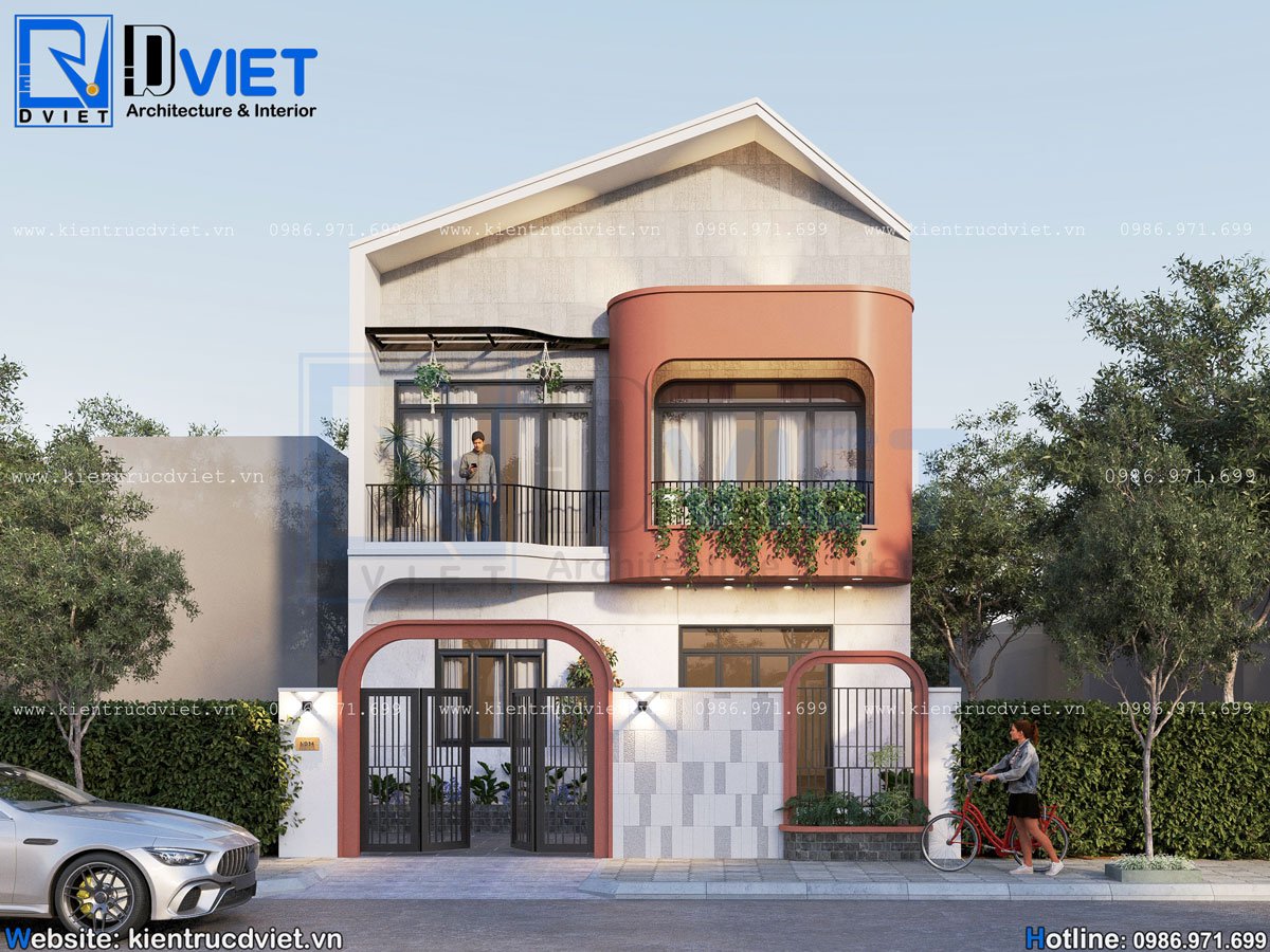 thiết kế biệt thự phố 2 tầng hiện đại 8x15m tại Hải Dương (2)