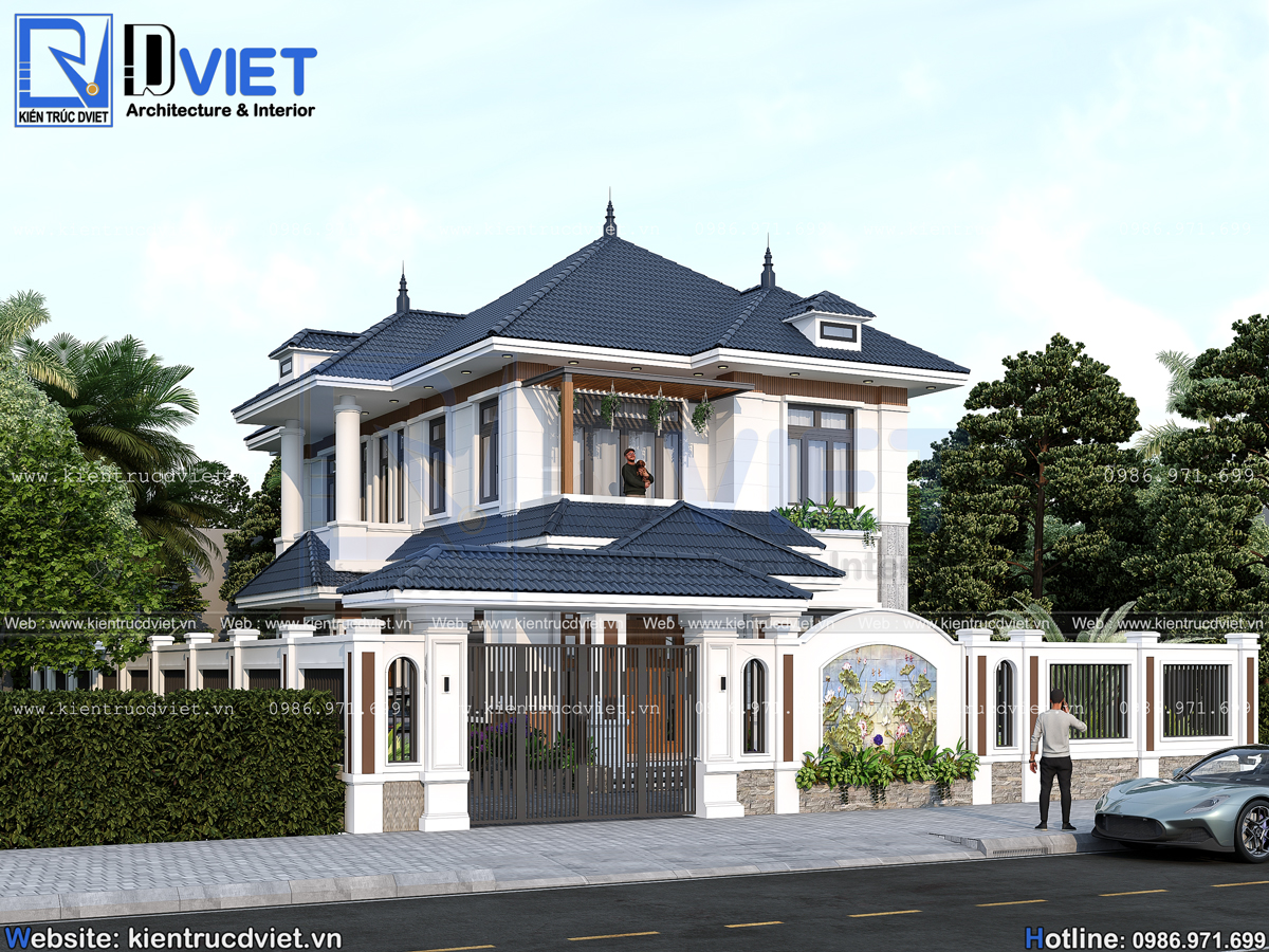 thiết kế biệt thự 2 tầng mái Nhật 8x13m hiện đại tại Ba Vì (1)