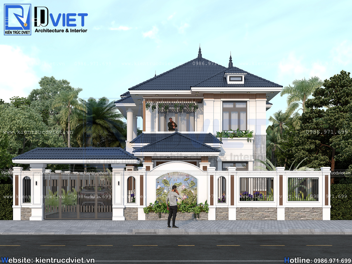 thiết kế biệt thự 2 tầng mái Nhật 8x13m hiện đại tại Ba Vì (2)