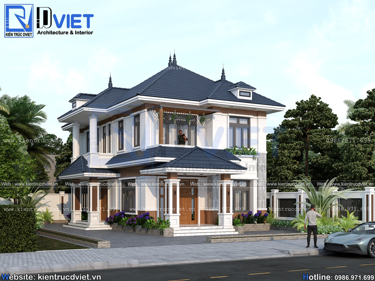 thiết kế biệt thự 2 tầng mái Nhật 8x13m hiện đại tại Ba Vì (3)