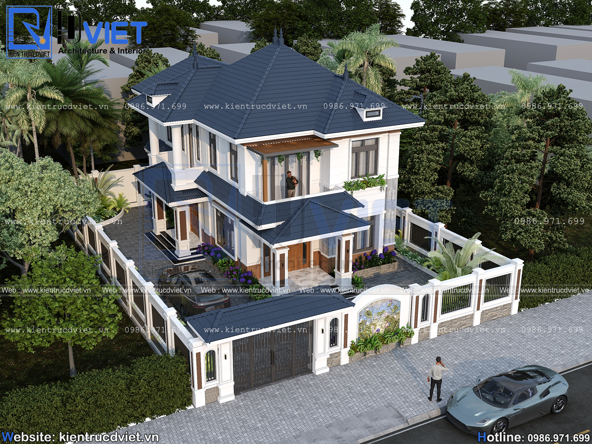 thiết kế biệt thự 2 tầng mái Nhật 8x13m hiện đại tại Ba Vì (4)