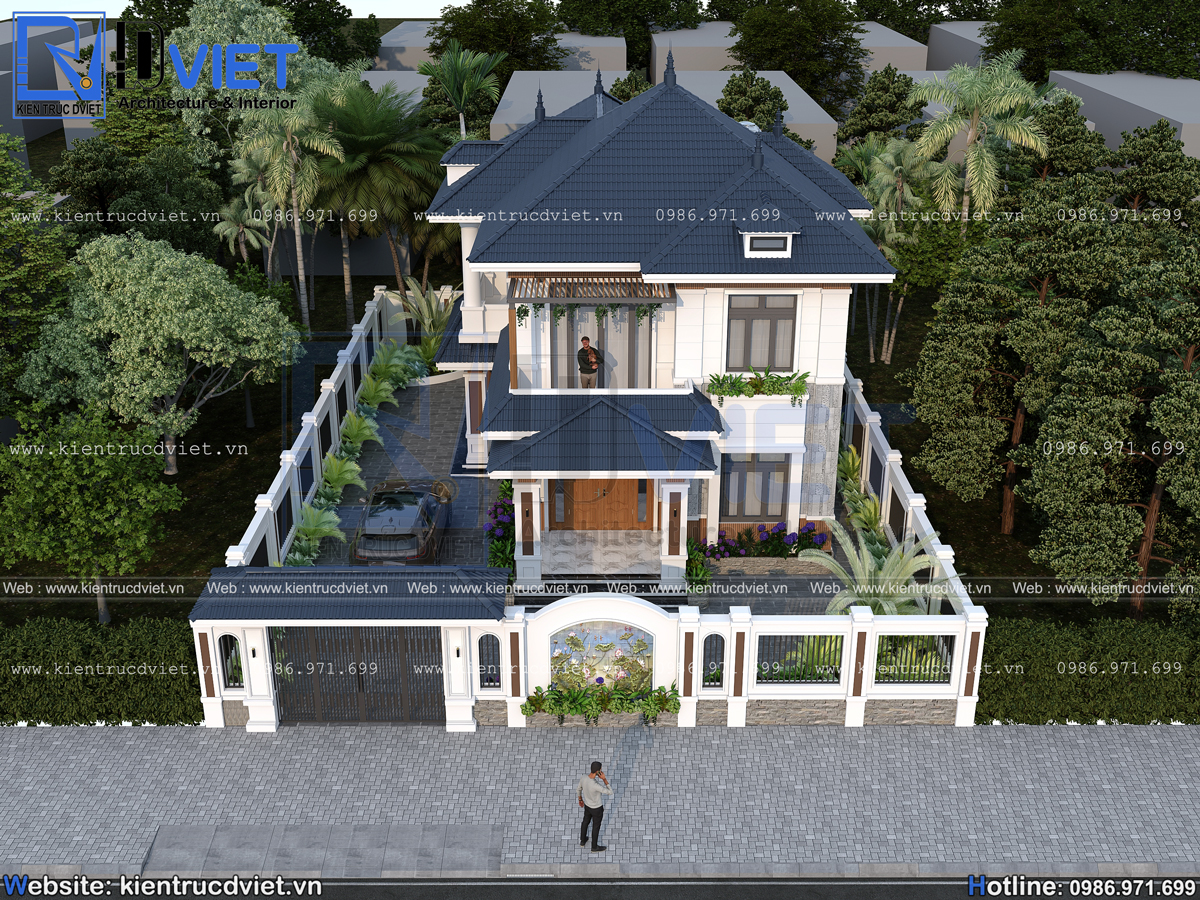 thiết kế biệt thự 2 tầng mái Nhật 8x13m hiện đại tại Ba Vì (5)