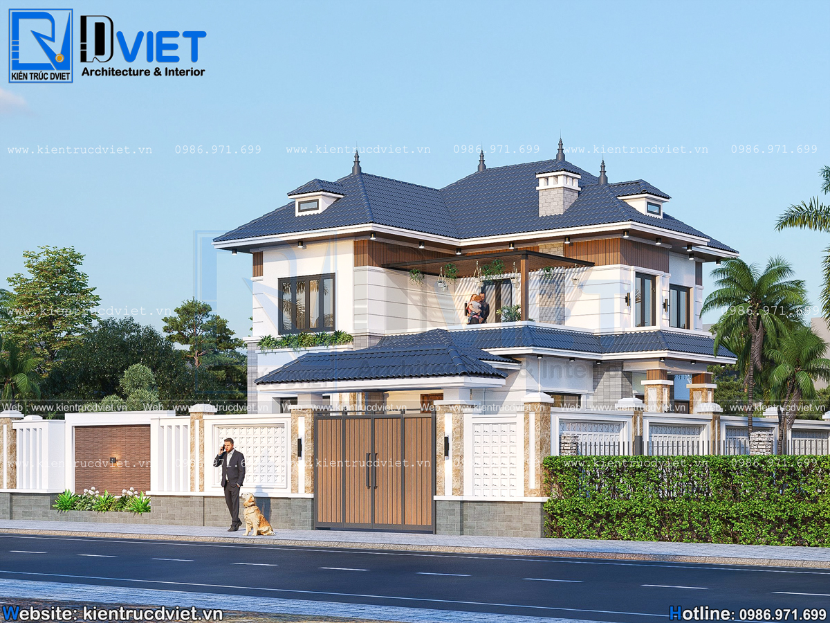 thiết kế biệt thự mái Nhật 2 tầng hiện đại 10x10m tại Khoái Châu - Hưng Yên (1)