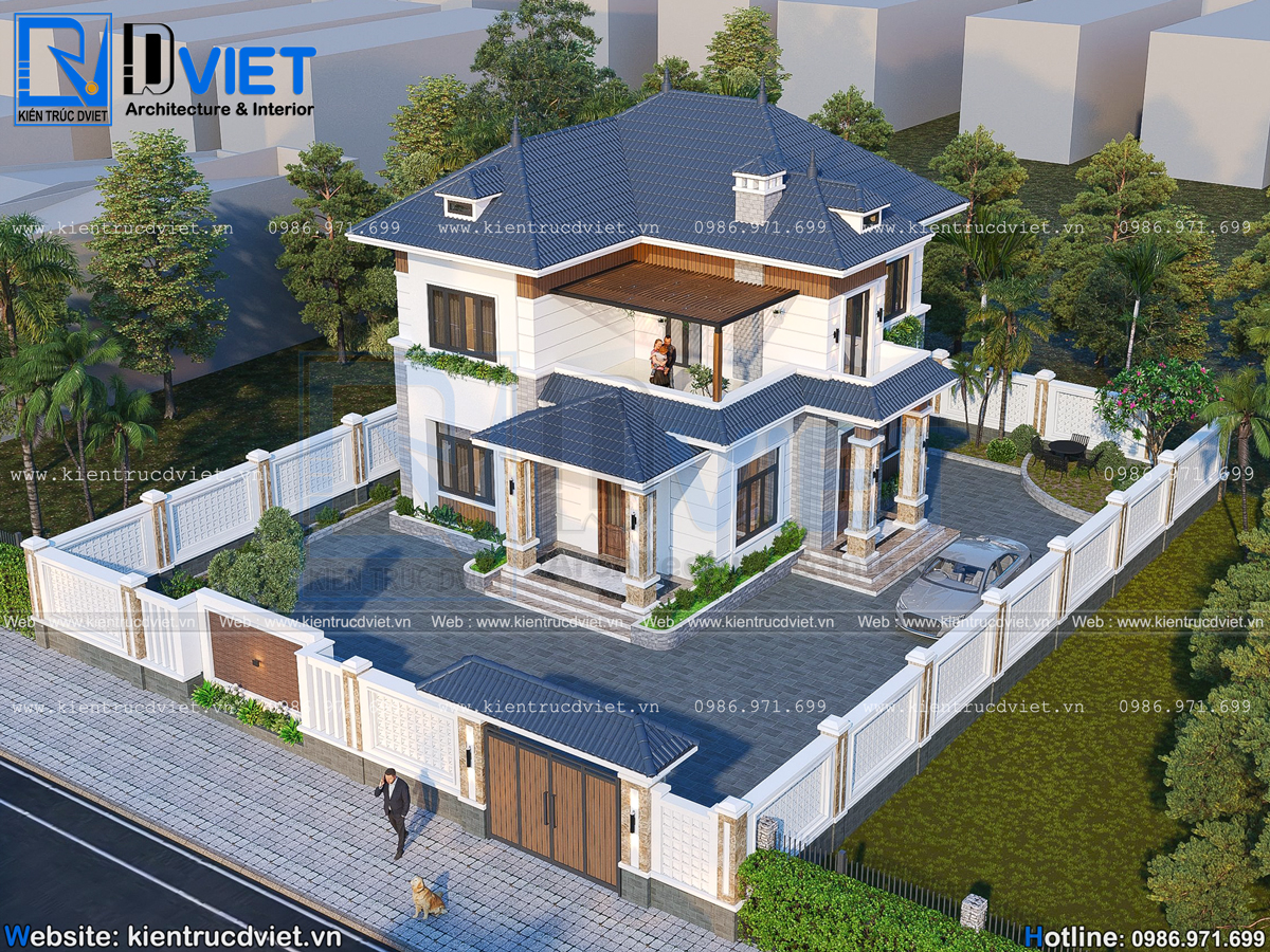 thiết kế biệt thự mái Nhật 2 tầng hiện đại 10x10m tại Khoái Châu - Hưng Yên (3)