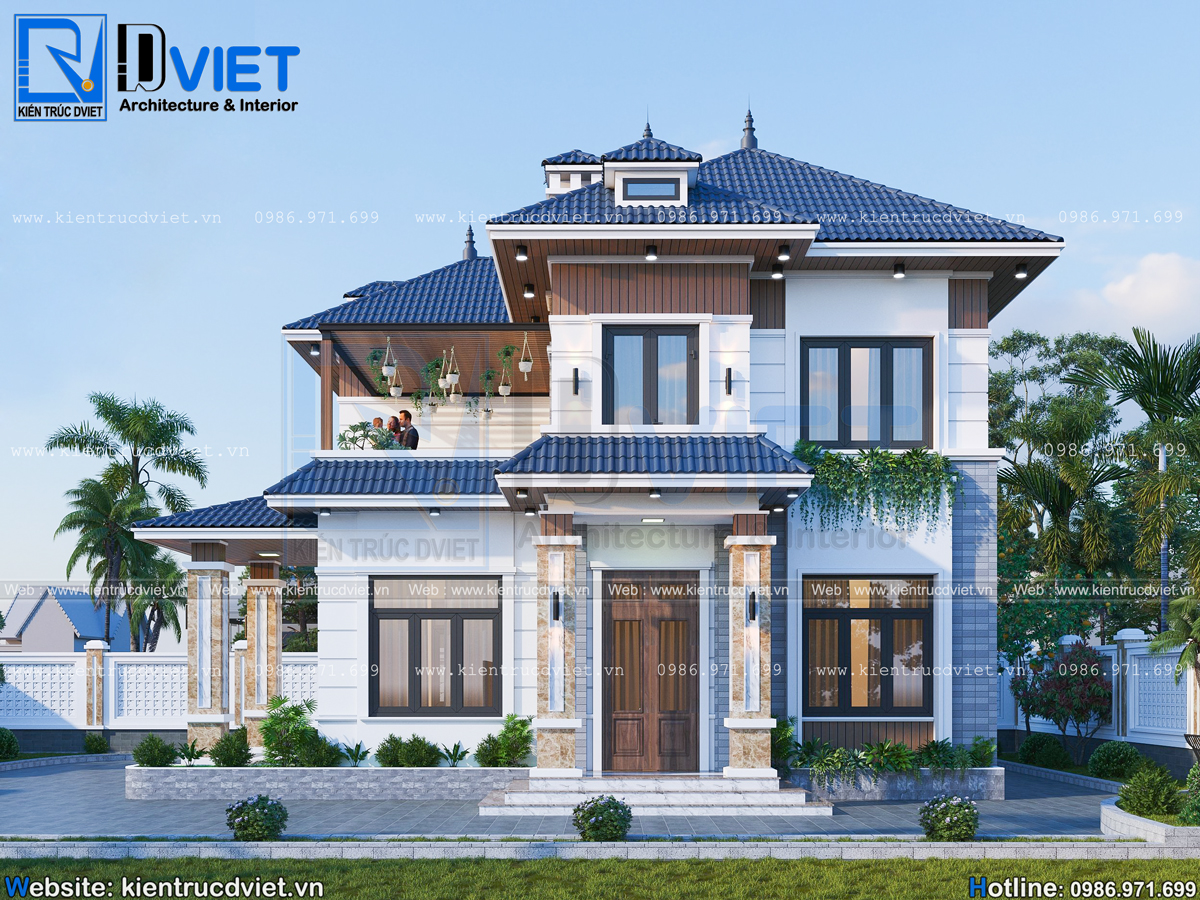 thiết kế biệt thự mái Nhật 2 tầng hiện đại 10x10m tại Khoái Châu - Hưng Yên (5)