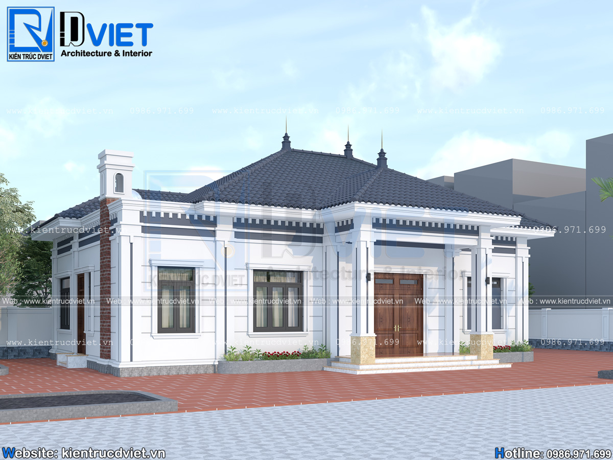 thiết kế biệt thự 1 tầng mái Nhật hiện đại 16x10m tại Nam Định (4)