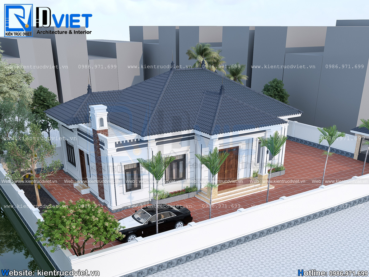 thiết kế biệt thự 1 tầng mái Nhật hiện đại 16x10m tại Nam Định (5)