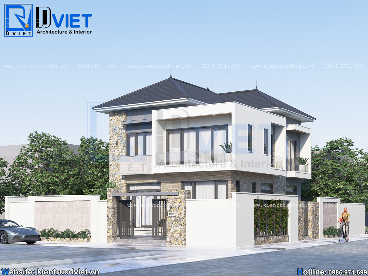 Thiết kế biệt thự hiện đại 2 tầng mái Nhật 8x12m tại huyện Yên Khánh - Ninh Bình (1)