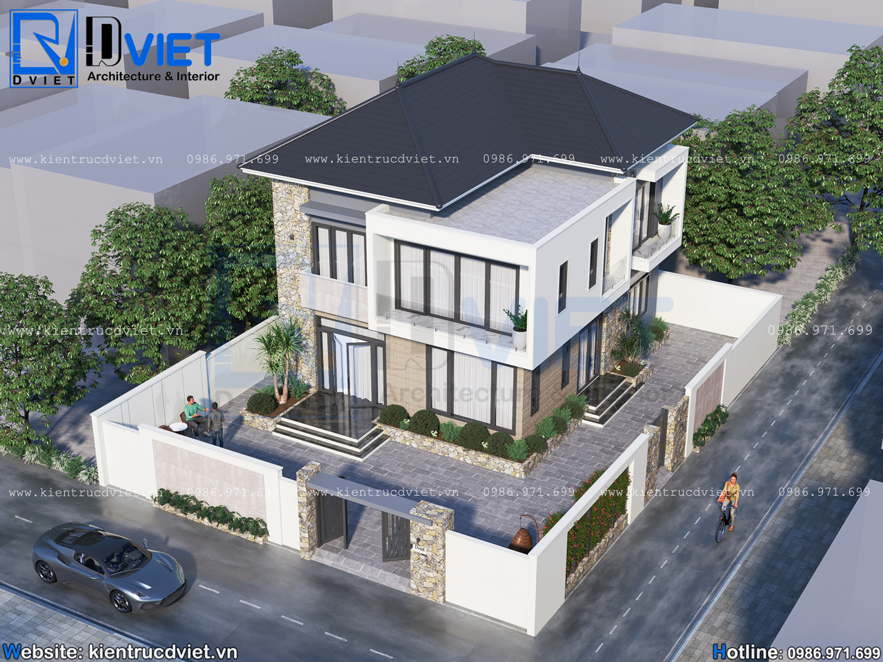 Thiết kế biệt thự hiện đại 2 tầng mái Nhật 8x12m tại huyện Yên Khánh - Ninh Bình (3)