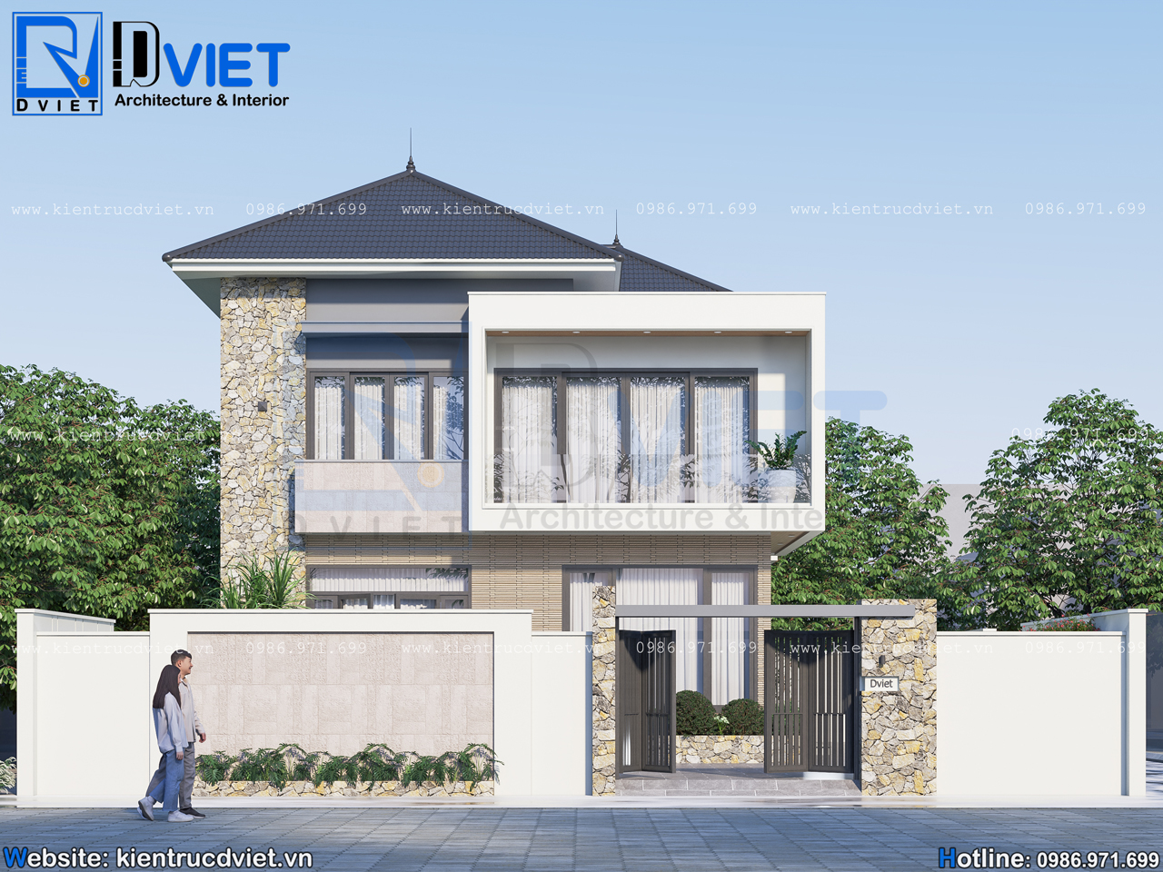 Thiết kế biệt thự hiện đại 2 tầng mái Nhật 8x12m tại huyện Yên Khánh - Ninh Bình (4)