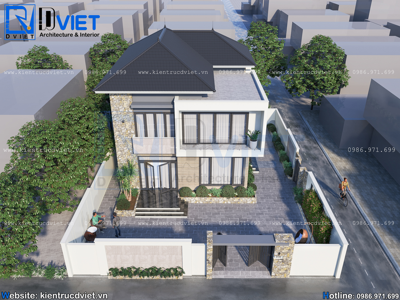 Thiết kế biệt thự hiện đại 2 tầng mái Nhật 8x12m tại huyện Yên Khánh - Ninh Bình (6)