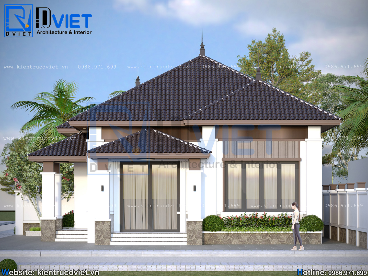 thiết kế biệt thự mái Nhật 1 tầng hiện đại 10x12m tại Bắc Ninh (4)