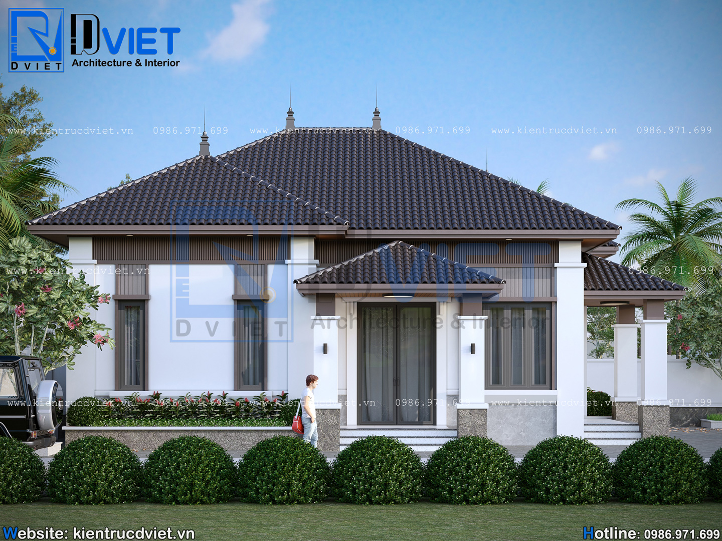 thiết kế biệt thự mái Nhật 1 tầng hiện đại 10x12m tại Bắc Ninh (5)