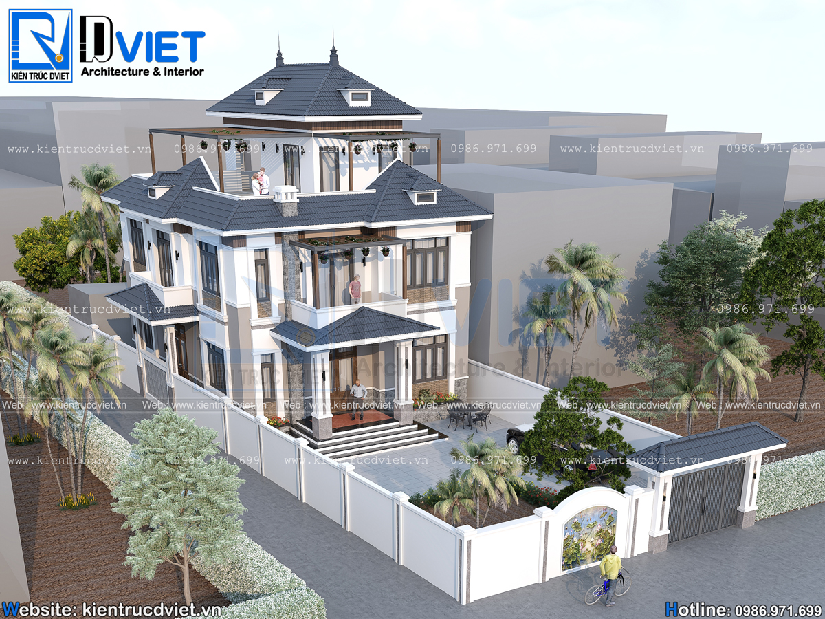 thiết kế biệt thự mái Nhật 2 tầng 1 tum 10x15m tại Gia Lộc - Hải Dương (2)