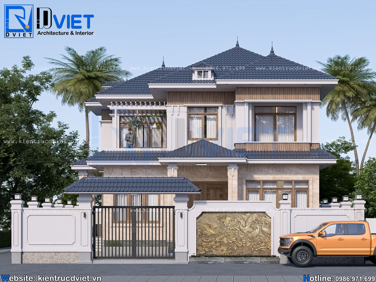 thiết kế biệt thự mái Nhật 2 tầng 10x10m hiện đại tại Khoái Châu - Hưng Yên (3)