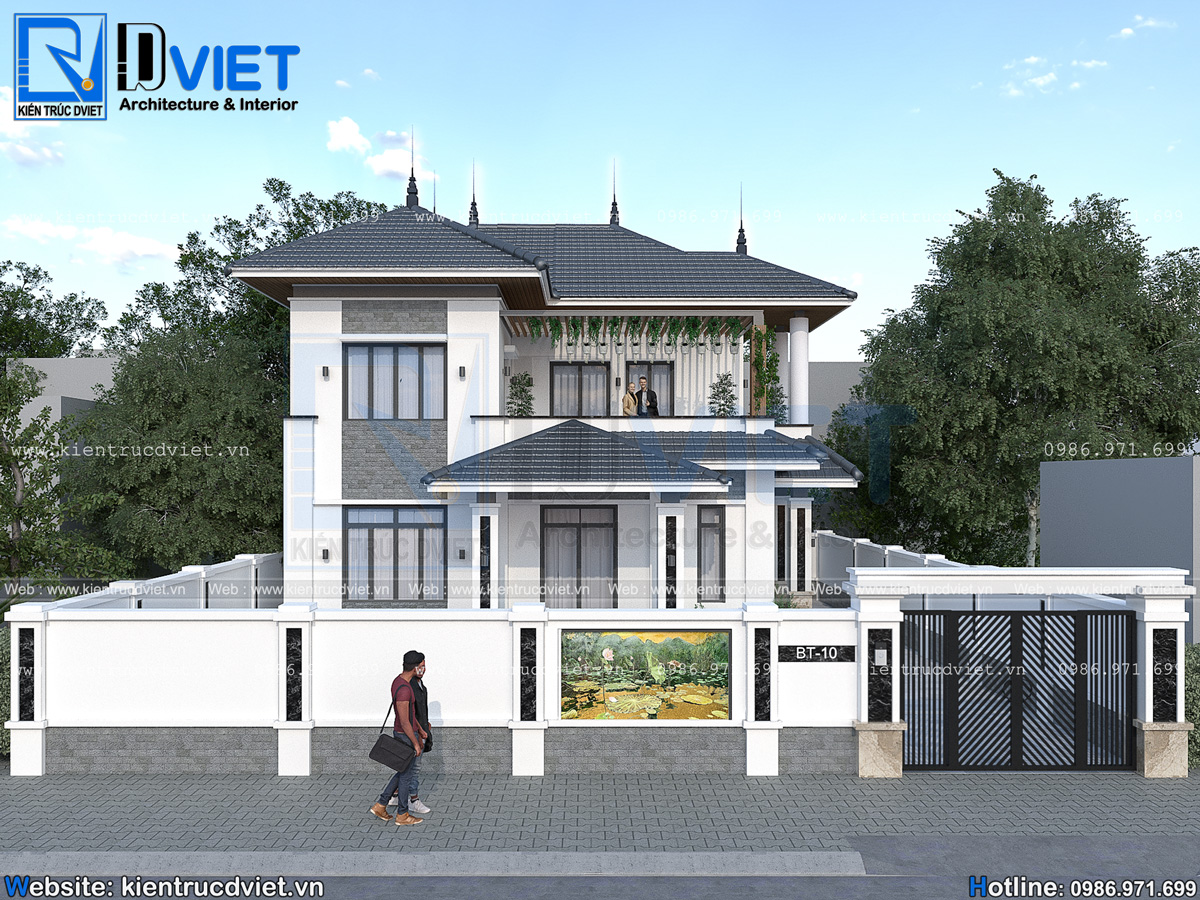 thiết kế biệt thự 2 tầng mái Nhật hiện đại 10x10m tại Thái Bình (4)