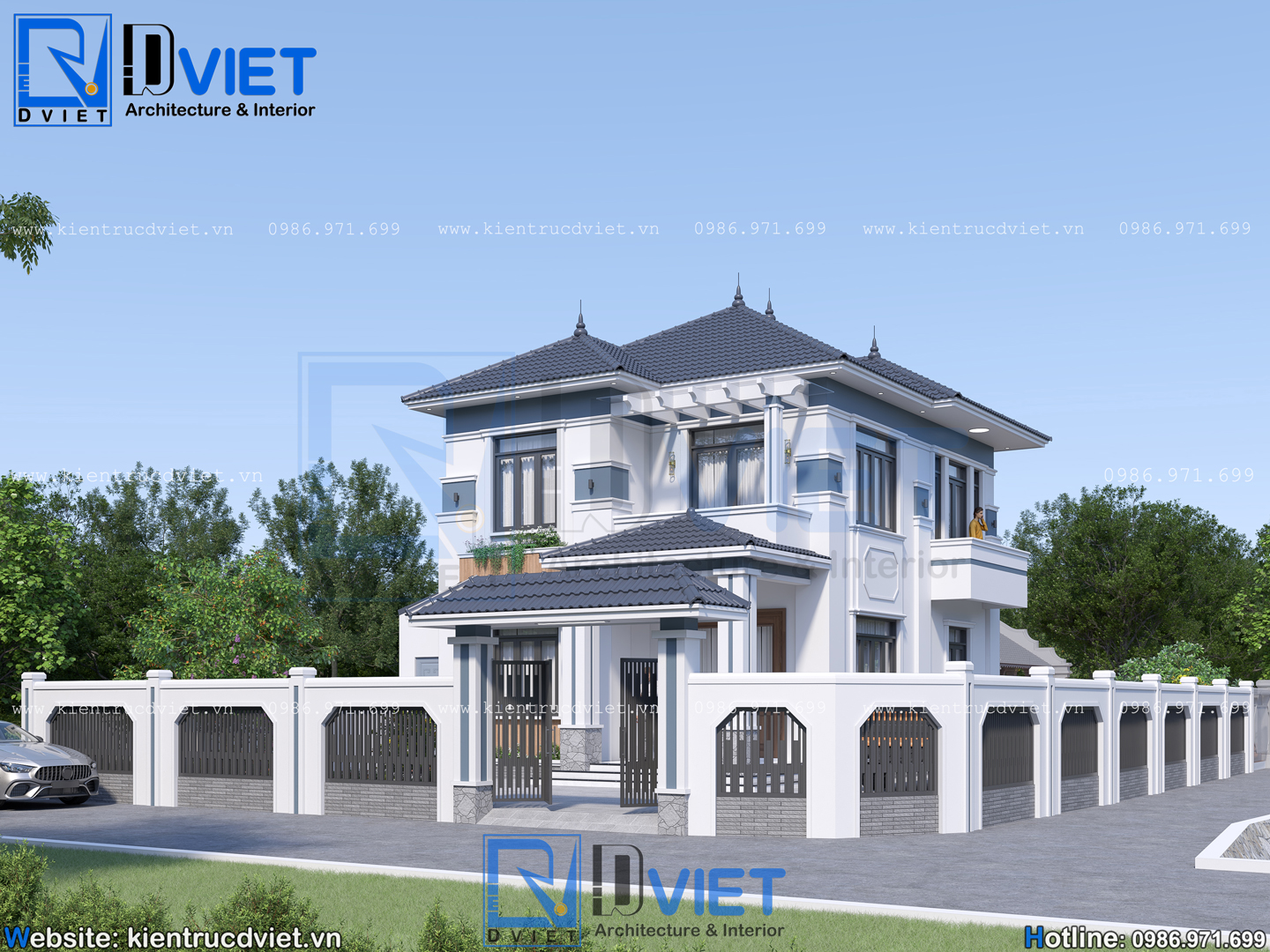 thiết kế biệt thự 2 tầng mái Nhật 8x11m hiện đại tại Ninh Bình (2)