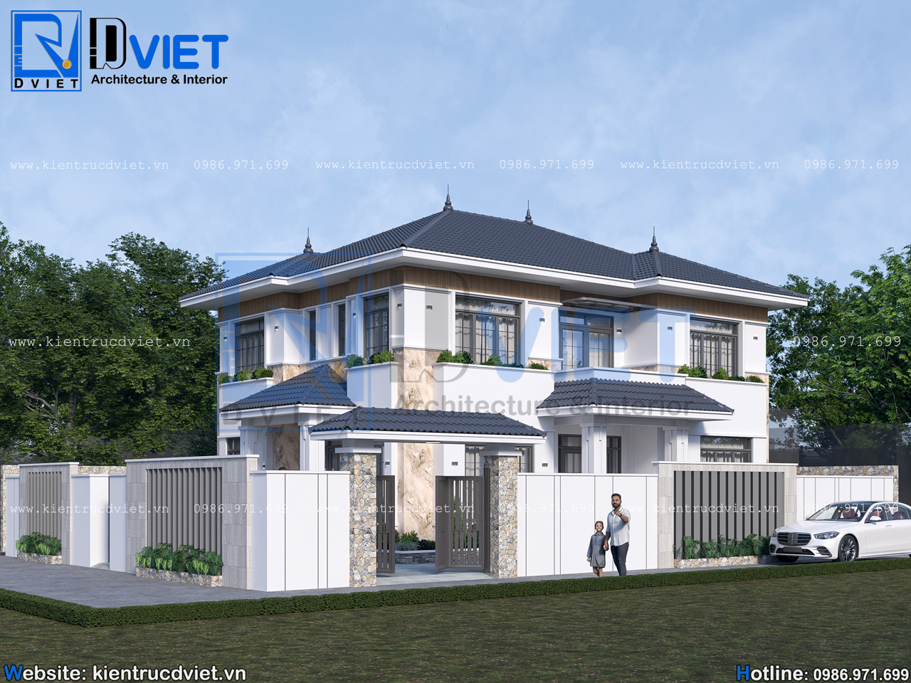 Thiết kế biệt thự mái Nhật 2 tầng hiện đại 12x9m tại Bắc Ninh BT 137