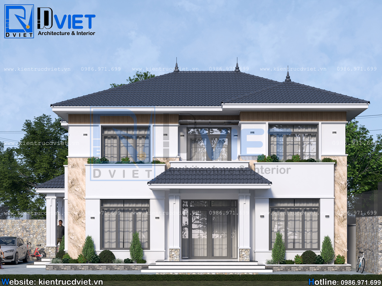 thiết kế biệt thự mái Nhật 2 tầng hiện đại 12x9m tại Bắc Ninh (4)