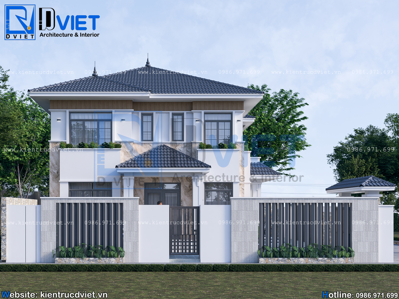 thiết kế biệt thự mái Nhật 2 tầng hiện đại 12x9m tại Bắc Ninh (5)