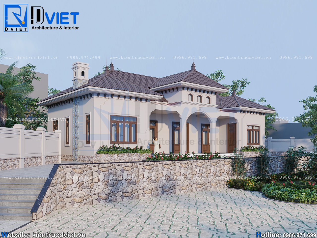 Thiết kế biệt thự Địa Trung Hải mái Nhật 1 tầng 20x8,5m tại Phú Thọ (3)