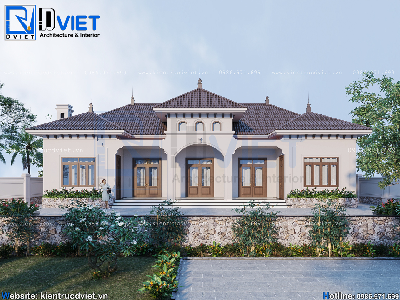 Thiết kế biệt thự Địa Trung Hải mái Nhật 1 tầng 20x8,5m tại Phú Thọ (4)