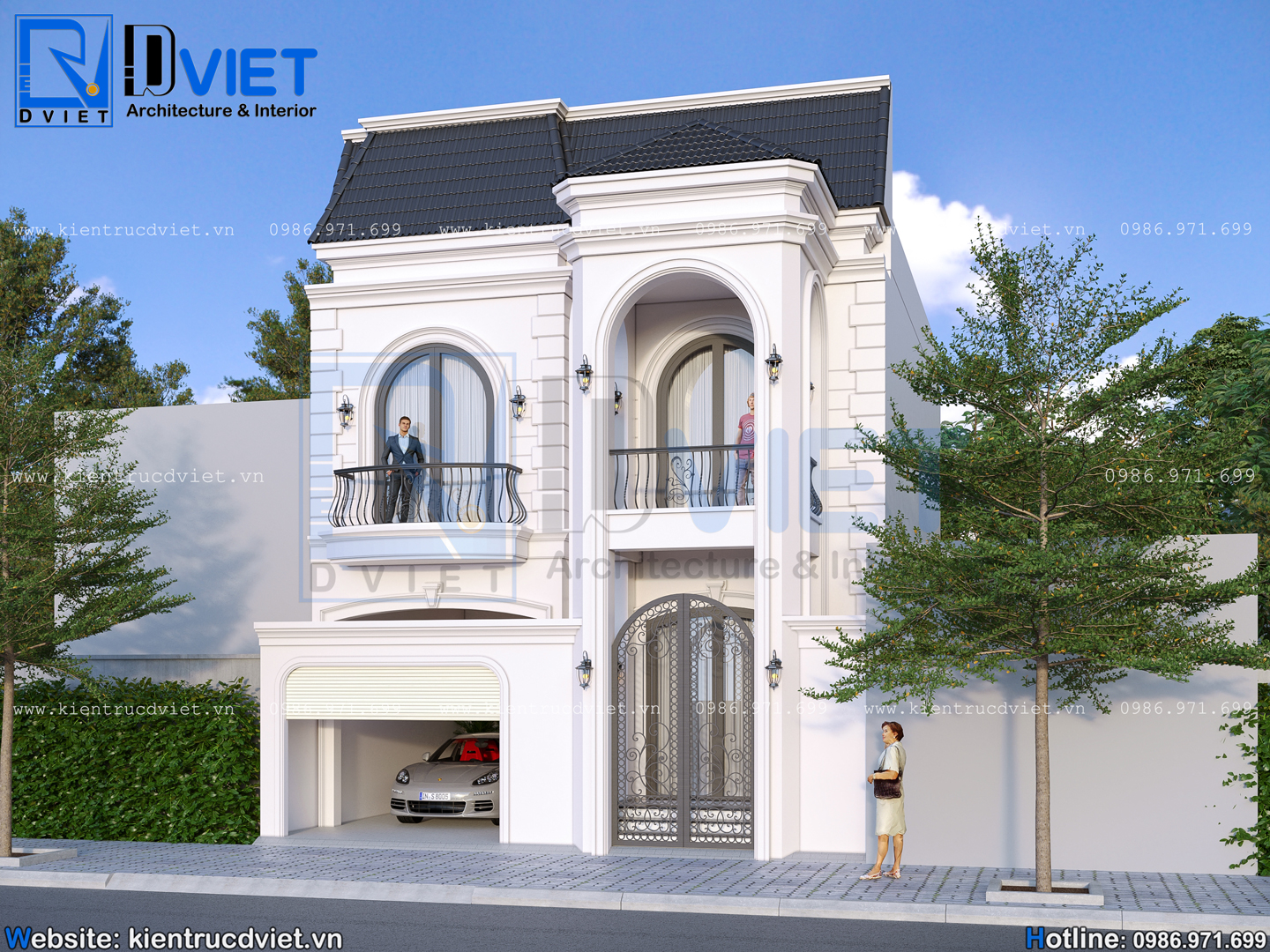 thiết kế biệt thự phố tân cổ điển 2 tầng 8,5x12m tại Hưng Yên (3)