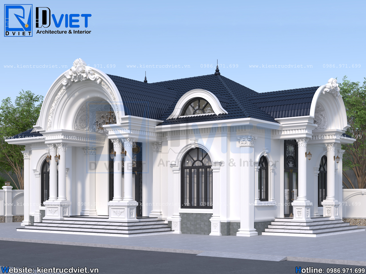 Thiết kế biệt thự tân cổ điển 1 tầng mái Nhật 17x10m tại Thanh Hoá (3)