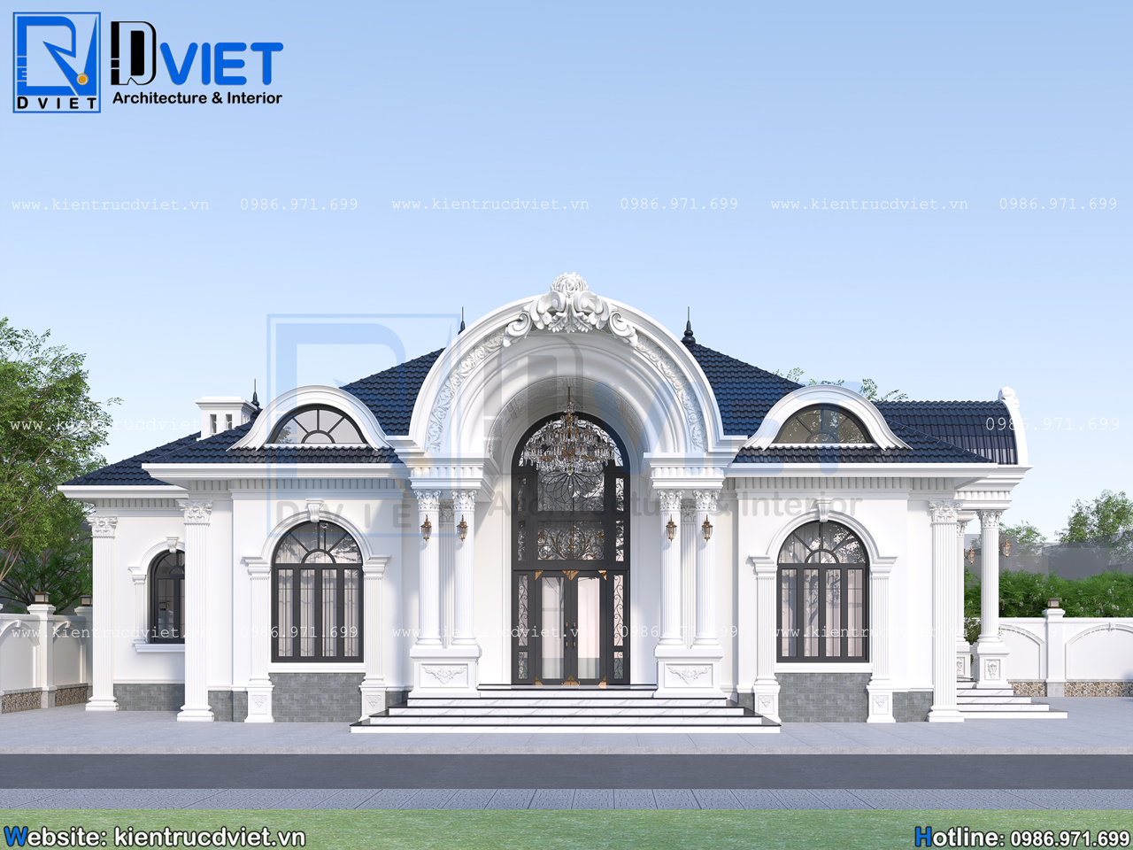 Thiết kế biệt thự tân cổ điển 1 tầng mái Nhật 17x10m tại Thanh Hoá (6)