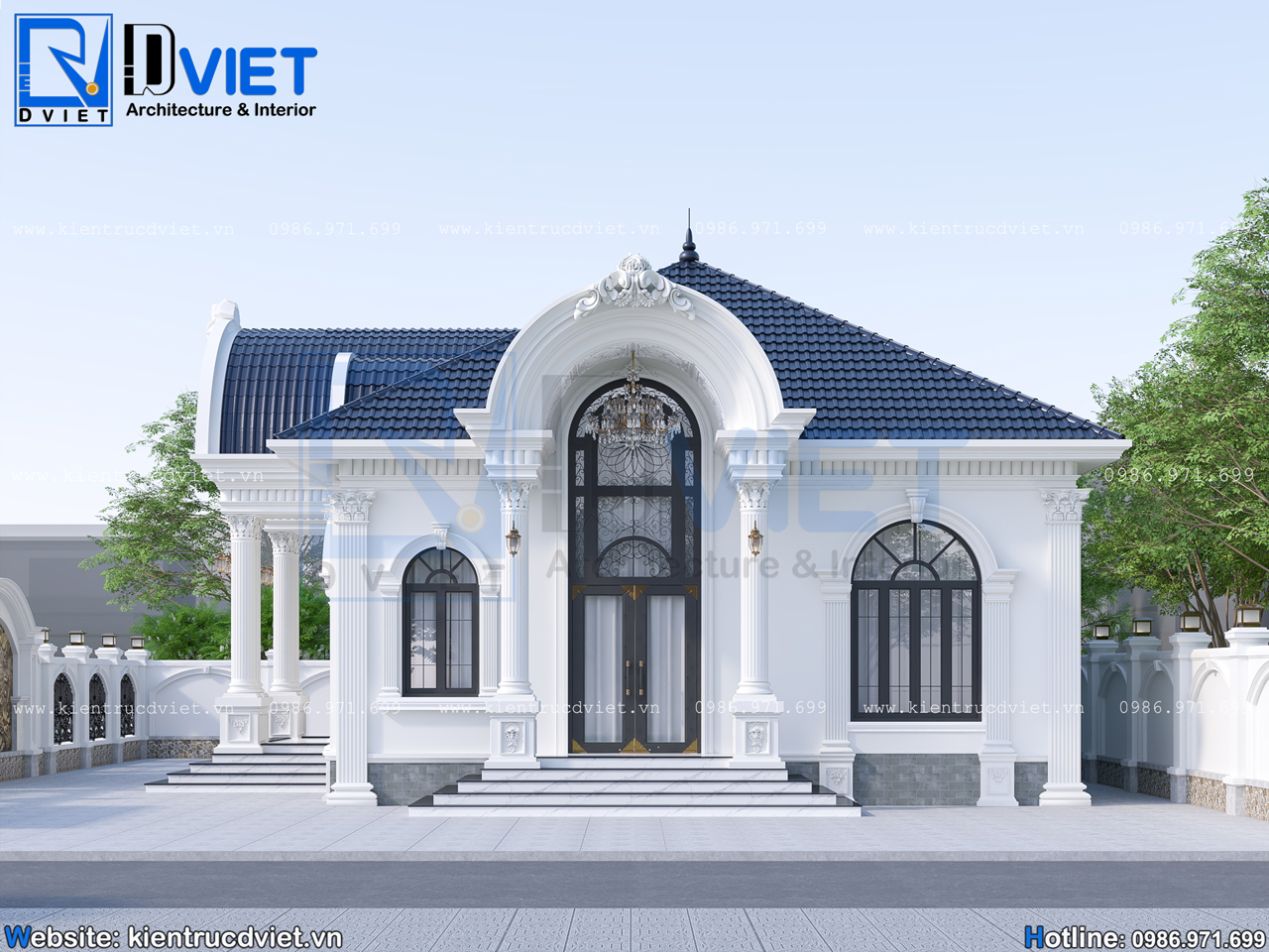 Thiết kế biệt thự tân cổ điển 1 tầng mái Nhật 17x10m tại Thanh Hoá (7)