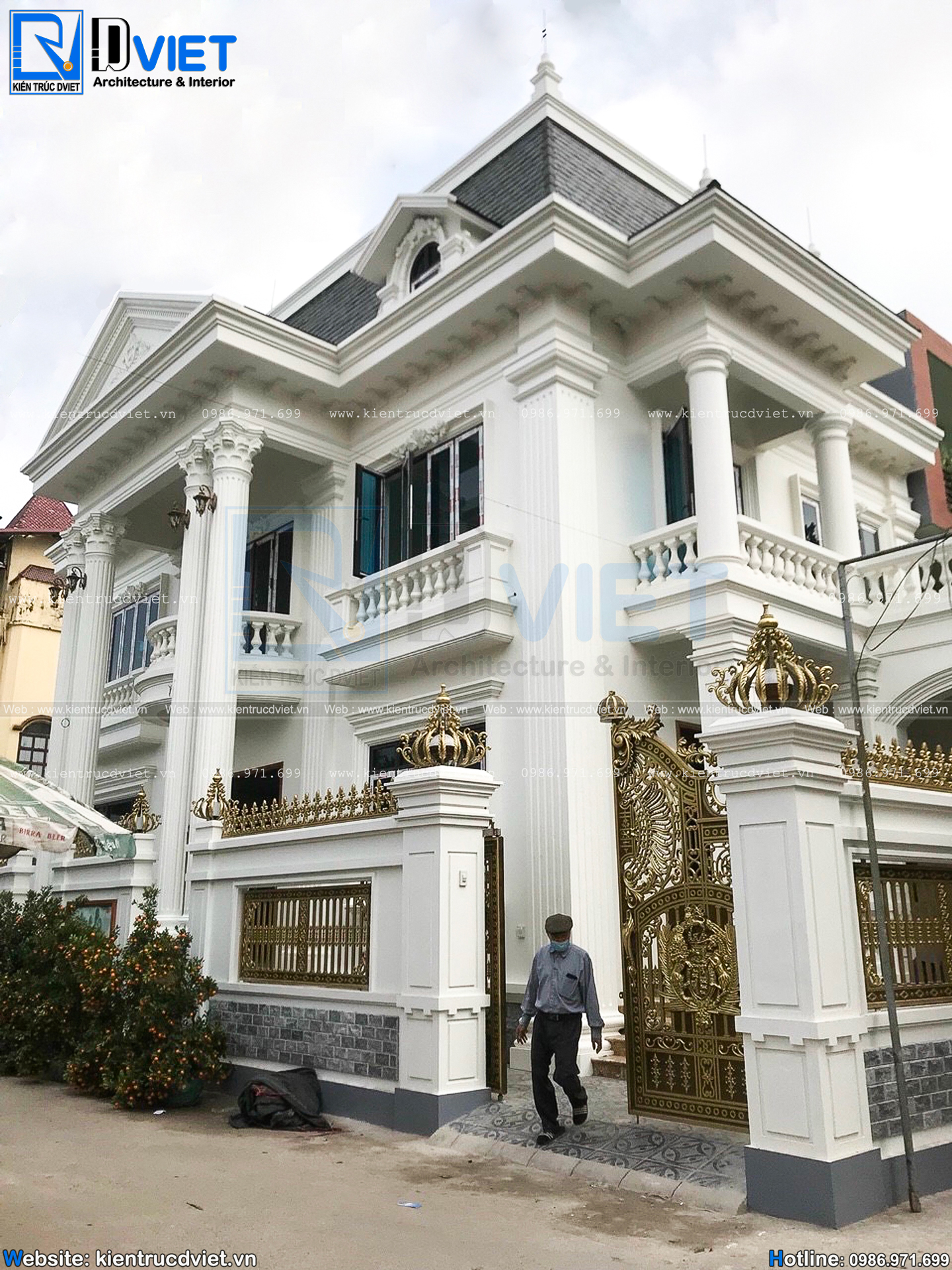 thiết kế biệt thự tân cổ điển 2 tầng 13x8m tại Gia Lâm (4)