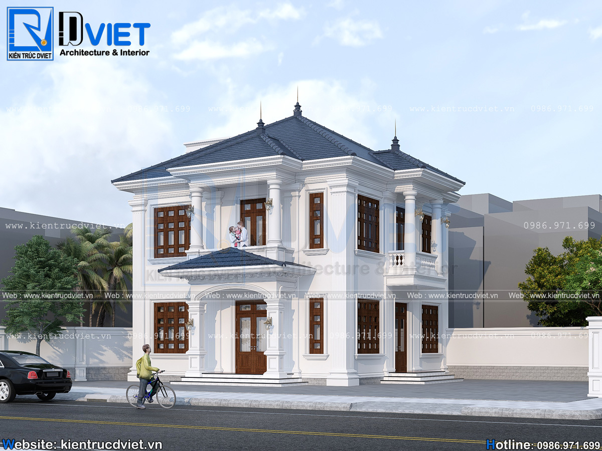 thiết kế biệt thự tân cổ điển mái Nhật 2 tầng 10x10m tại Mỹ Hào - Hưng Yên (2)