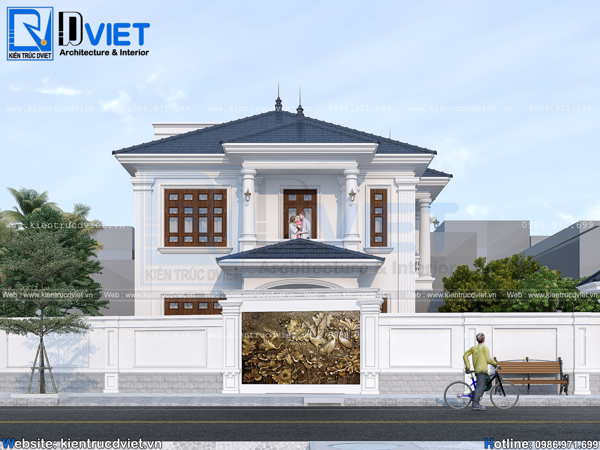 thiết kế biệt thự tân cổ điển mái Nhật 2 tầng 10x10m tại Mỹ Hào - Hưng Yên (4)