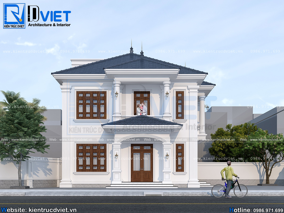 thiết kế biệt thự tân cổ điển mái Nhật 2 tầng 10x10m tại Mỹ Hào - Hưng Yên (5)