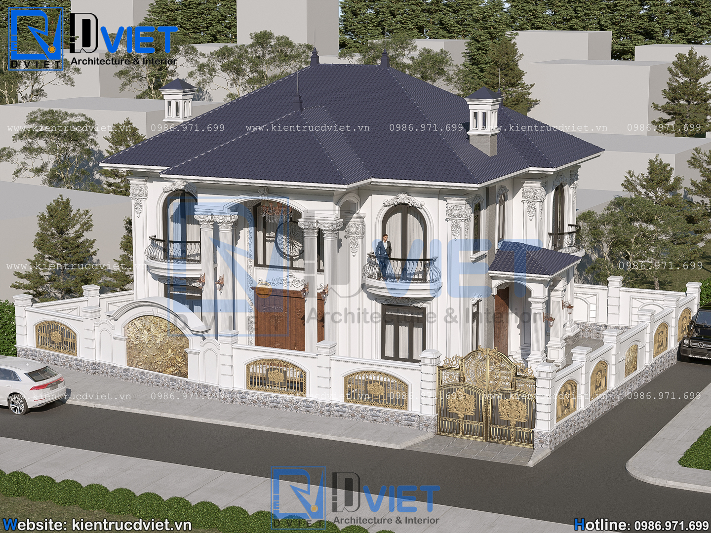 thiết kế biệt thự tân cổ điển 2 tầng mái Nhật 12x10m tại Hưng Yên (1)