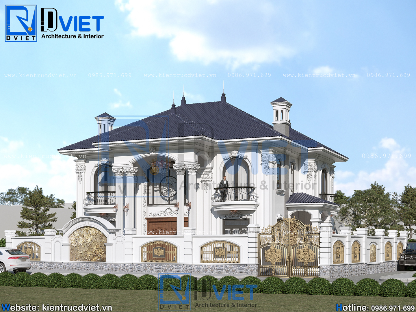 thiết kế biệt thự tân cổ điển 2 tầng mái Nhật 12x10m tại Hưng Yên (2)