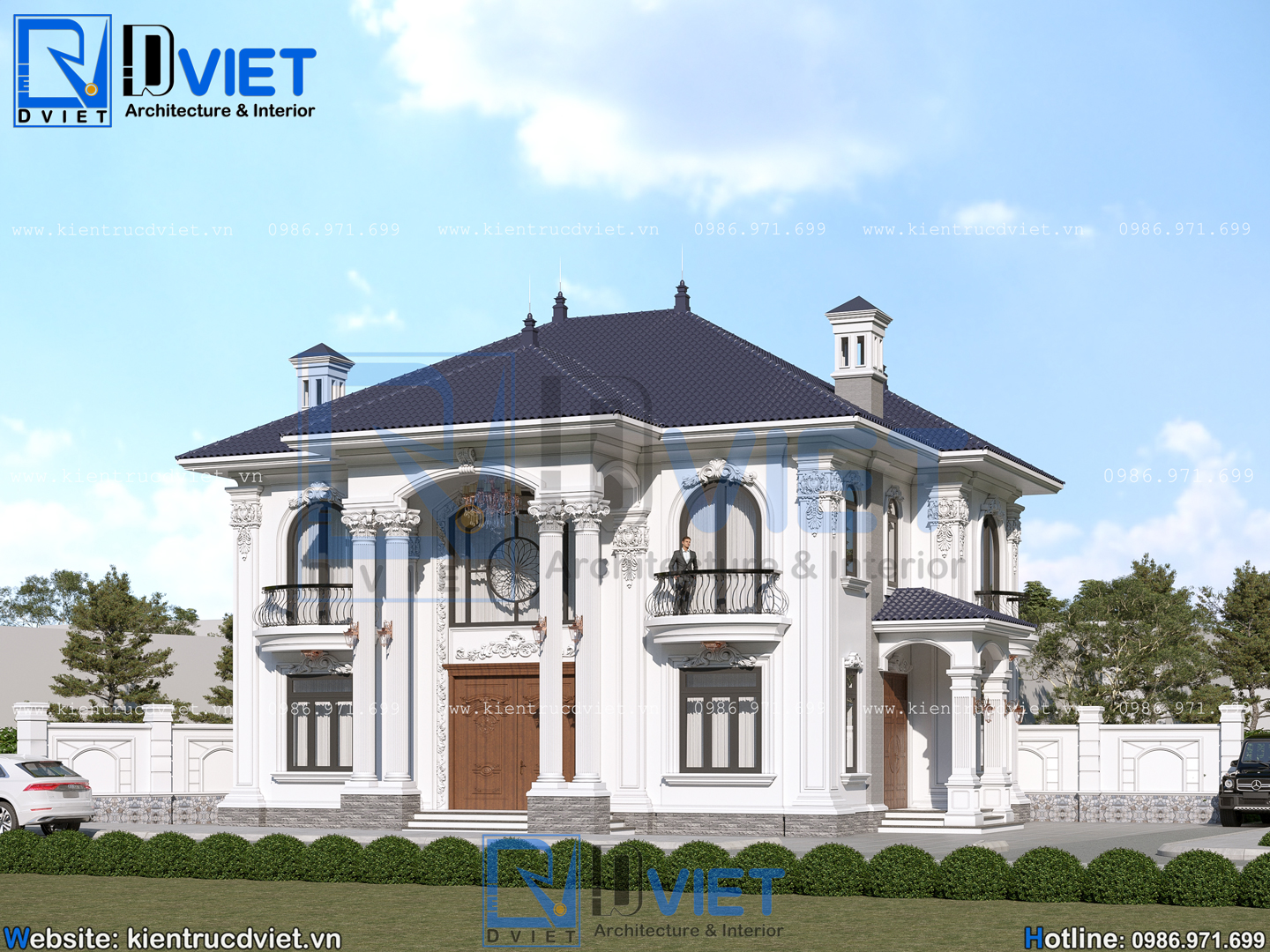 thiết kế biệt thự tân cổ điển 2 tầng mái Nhật 12x10m tại Hưng Yên (3)