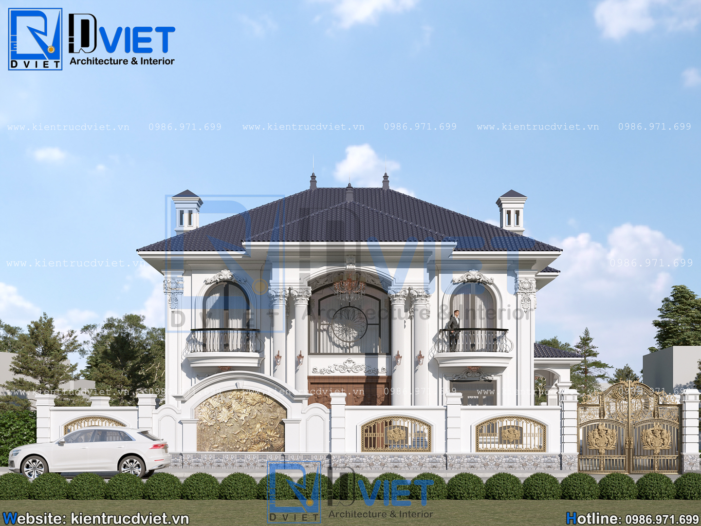 thiết kế biệt thự tân cổ điển 2 tầng mái Nhật 12x10m tại Hưng Yên (4)