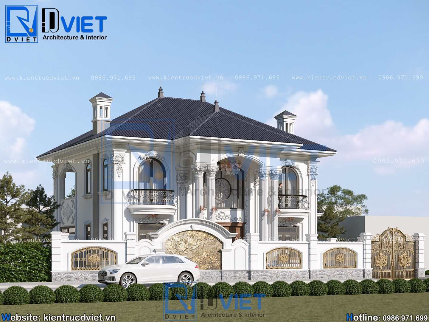 thiết kế biệt thự tân cổ điển 2 tầng mái Nhật 12x10m tại Hưng Yên (5)