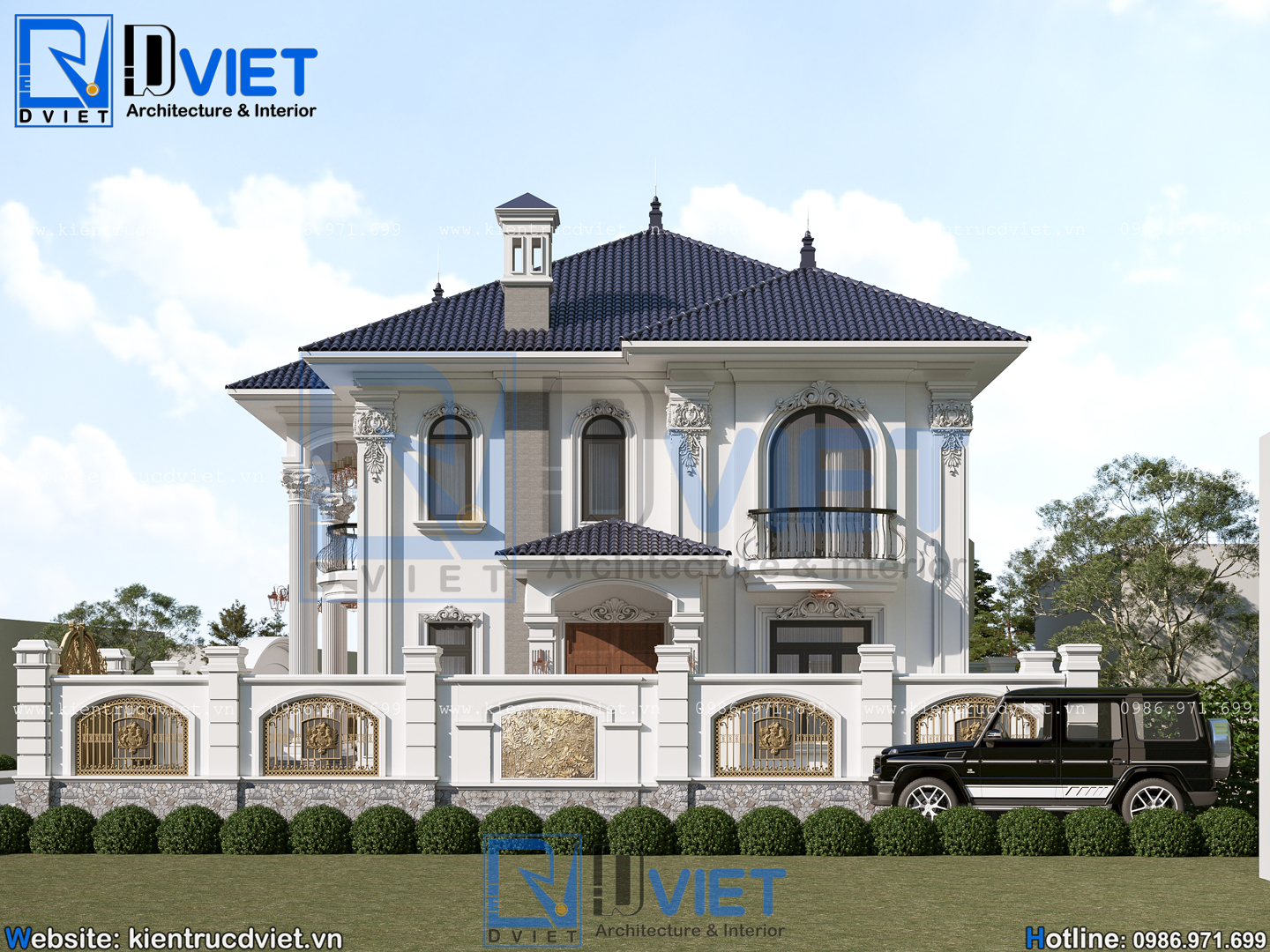 thiết kế biệt thự tân cổ điển 2 tầng mái Nhật 12x10m tại Hưng Yên (6)