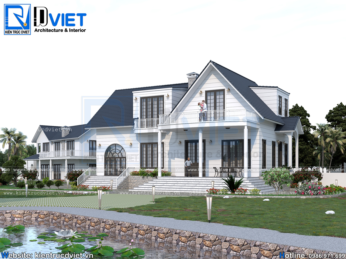 thiết kế biệt thự vườn kiểu Mỹ 18,5x12m tại huyện Thạch Thất (2)