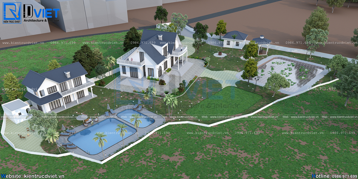 thiết kế biệt thự vườn kiểu Mỹ 18,5x12m tại huyện Thạch Thất (3)