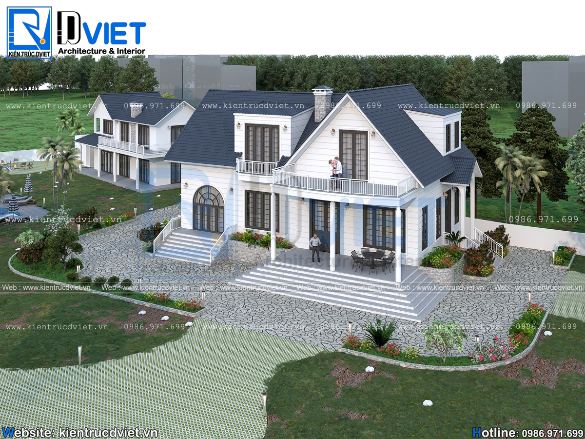 thiết kế biệt thự vườn kiểu Mỹ 18,5x12m tại huyện Thạch Thất (4)