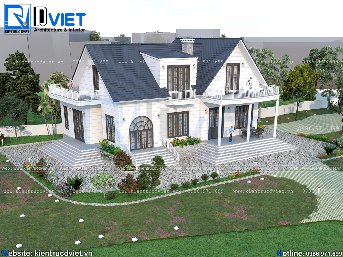 thiết kế biệt thự vườn kiểu Mỹ 18,5x12m tại huyện Thạch Thất (6)