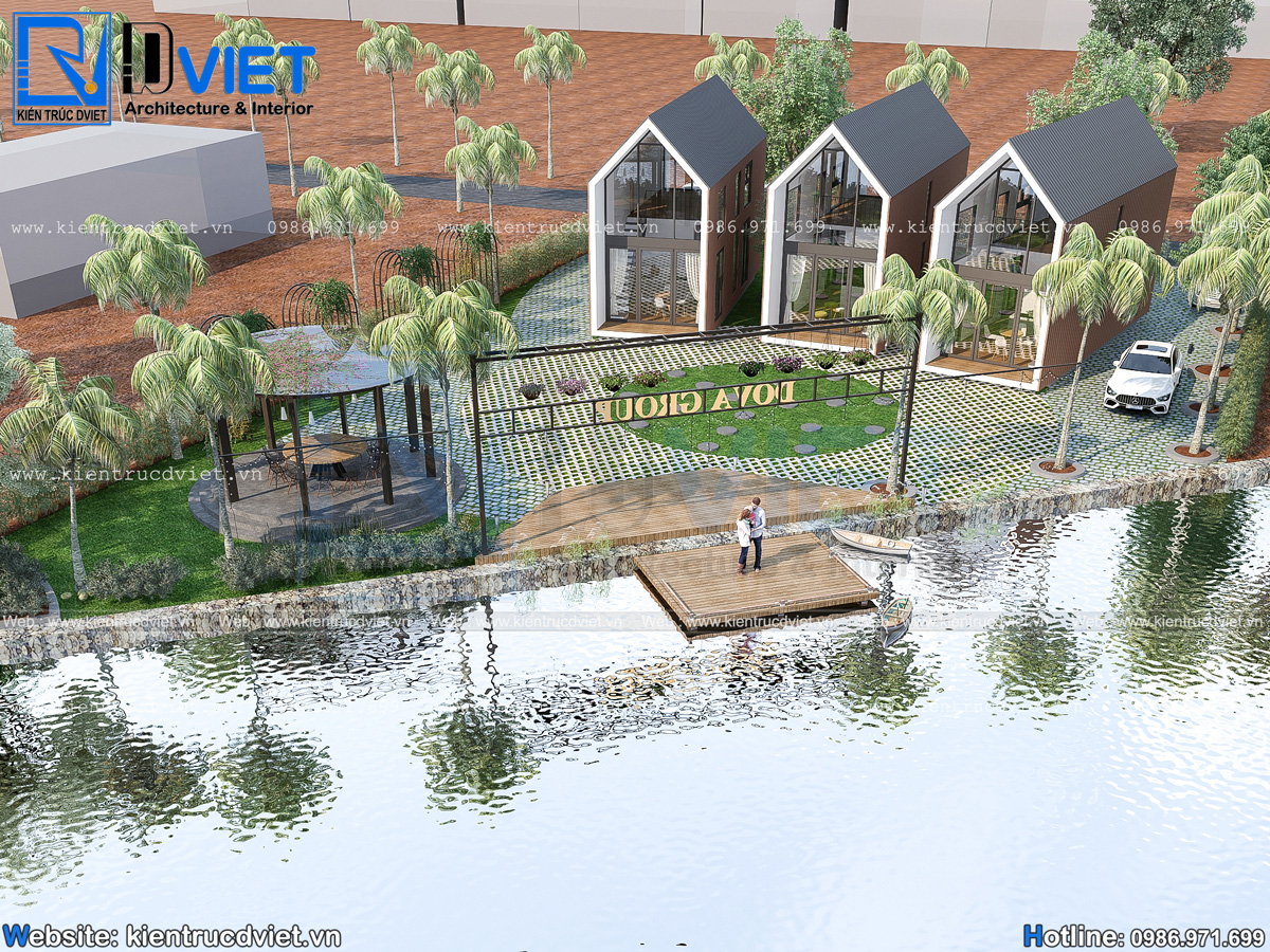 thiết kế homestay 1 tầng 1 lửng đẹp tại Phú Quốc (2)